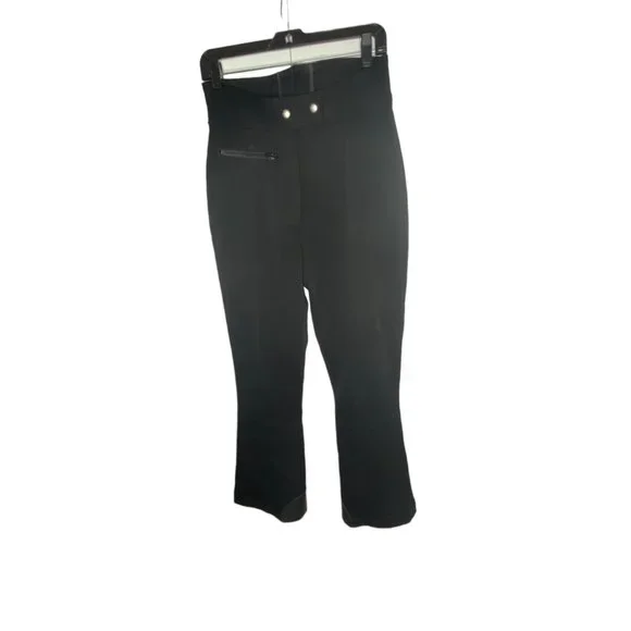 Sportcaster Vintage Black Ski Pants Wool Nylon Stretch 10 High Waist Slimming - Picture 1 of 9